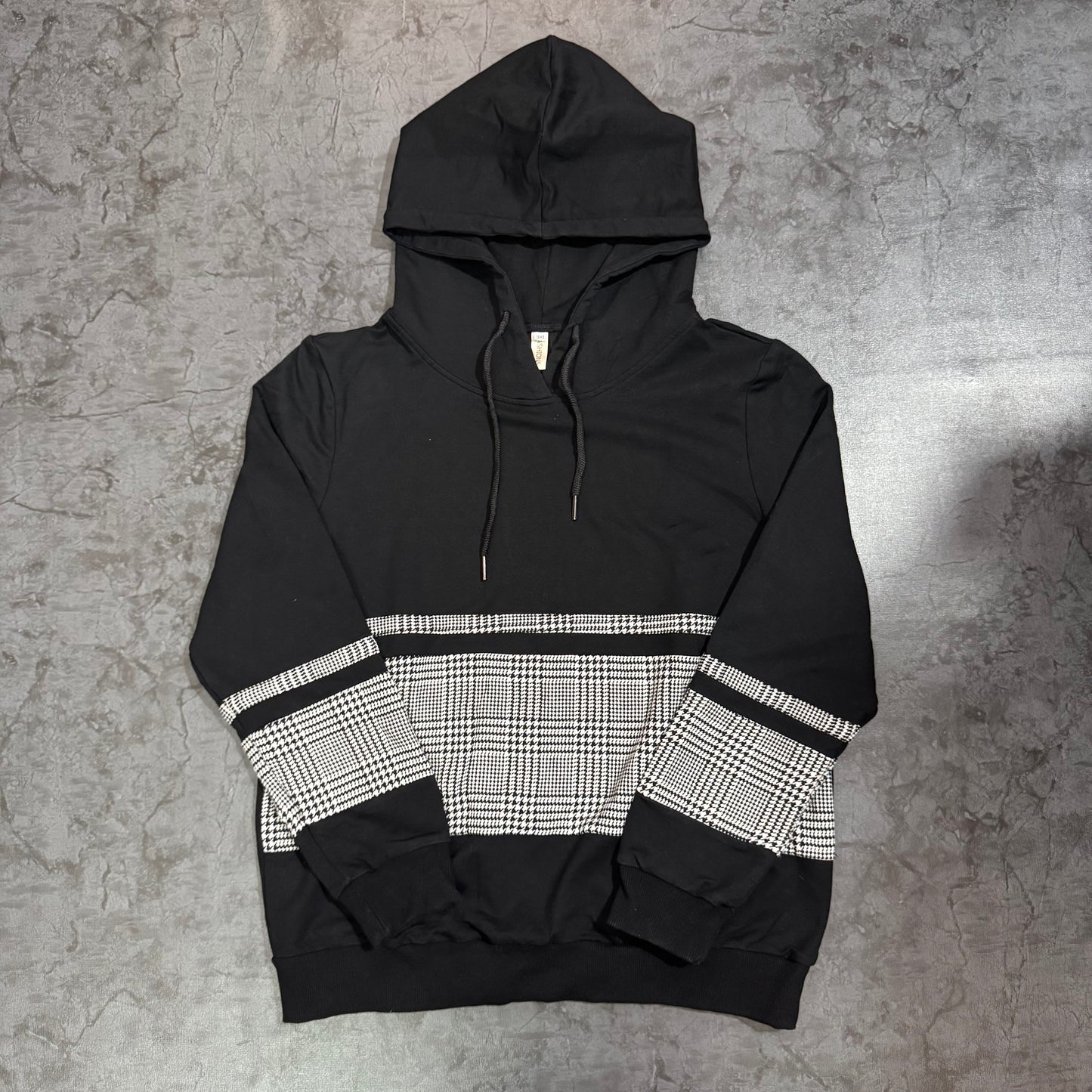 Street Style Plaid Panel Hoodie