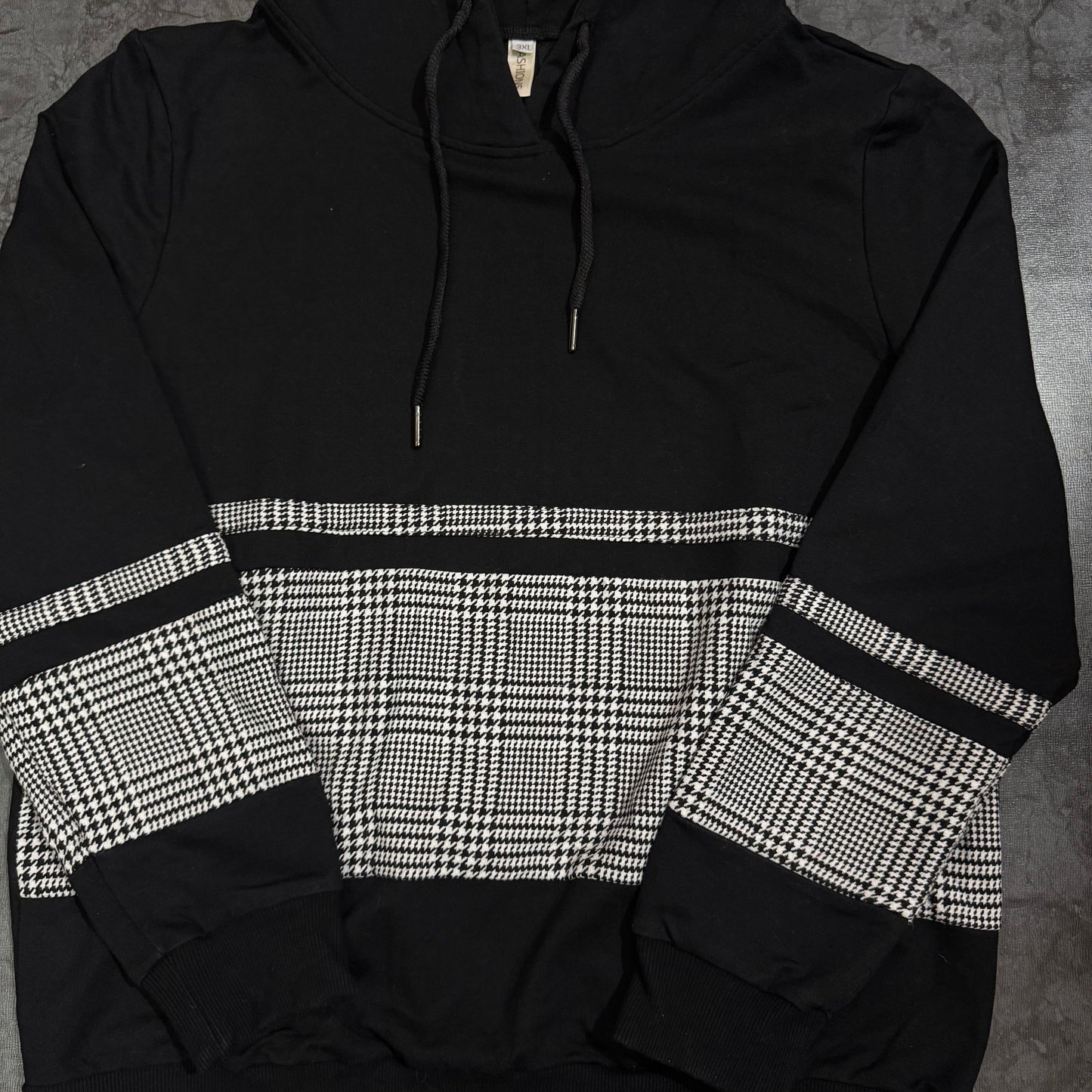 Street Style Plaid Panel Hoodie